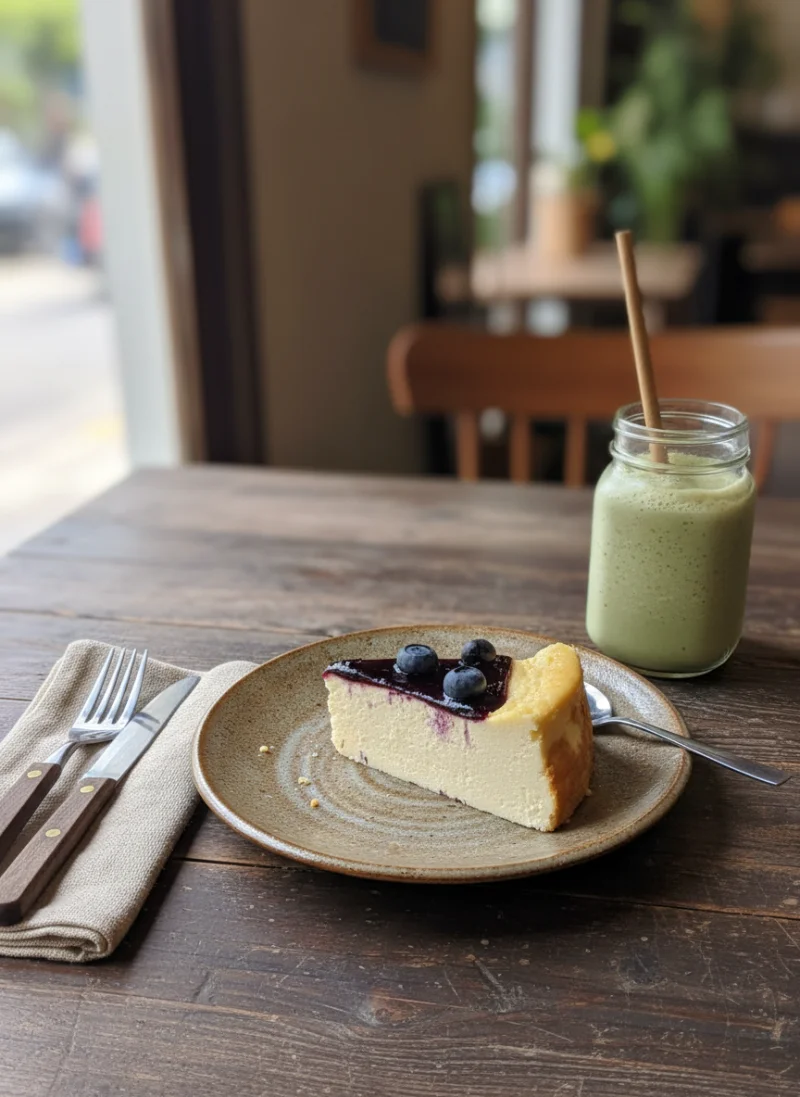 Blueberry cheesecake rustic storytelling photography