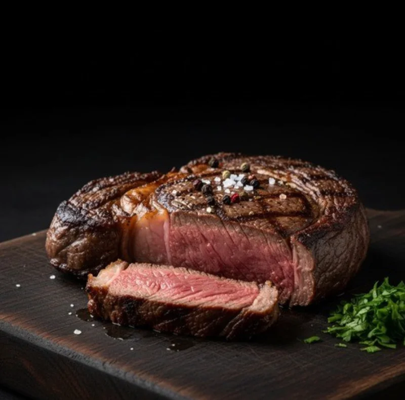 Ribeye steak with dramatic lighting