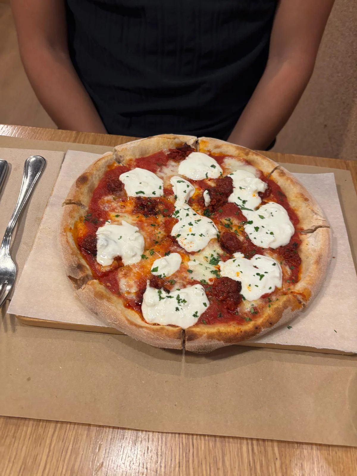 Simple pizza with mozzarella before AI enhancement